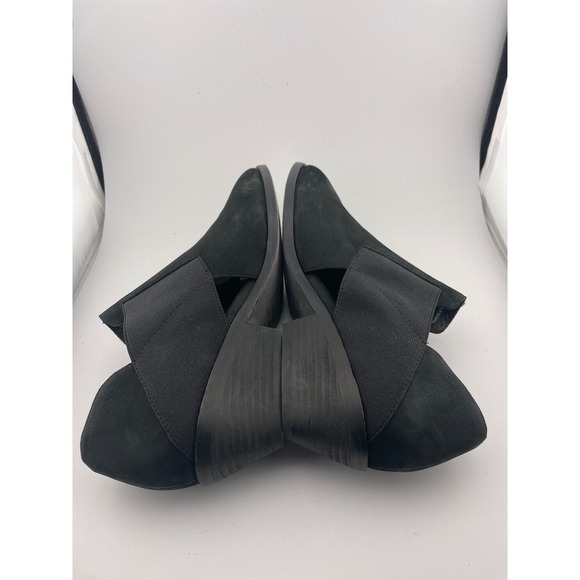 Eileen Fisher Perry black nubuck suede elastic cutout shoes booties sz 7.5 - Picture 9 of 16